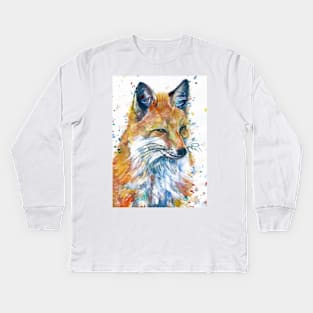 FOX watercolor painting Kids Long Sleeve T-Shirt